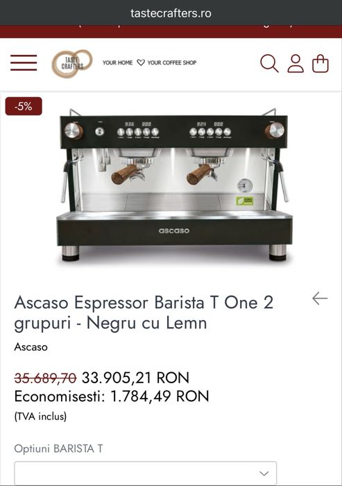 Espressor Ascaso Barista T One 2 Grupuri