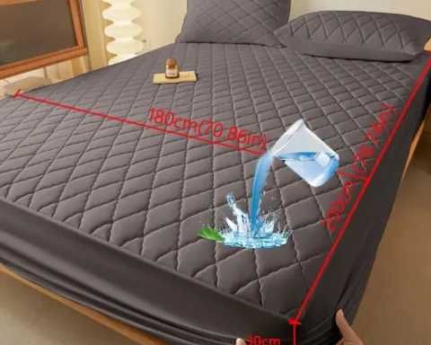 шалте, протектор за голям спален матрак с ластик в лилаво водоустойчив