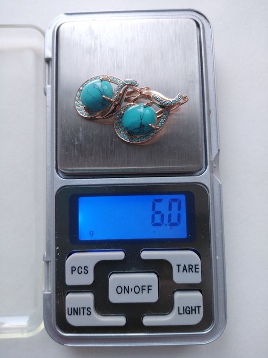 Серьги 585 бирюза