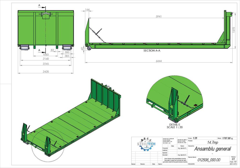 Container Platforma Abroll de vanzare-Abrollkipper - Direct Producator