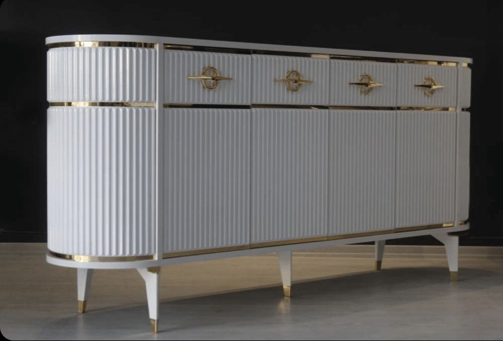 Comodă cu riflaje,Alb/Auriu
Transport gratuit

Comoda