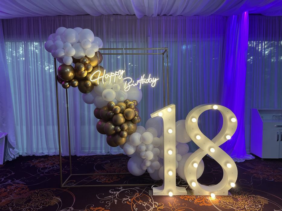 Litere volumetrice luminoase - litere botez - nunta - arcada baloane