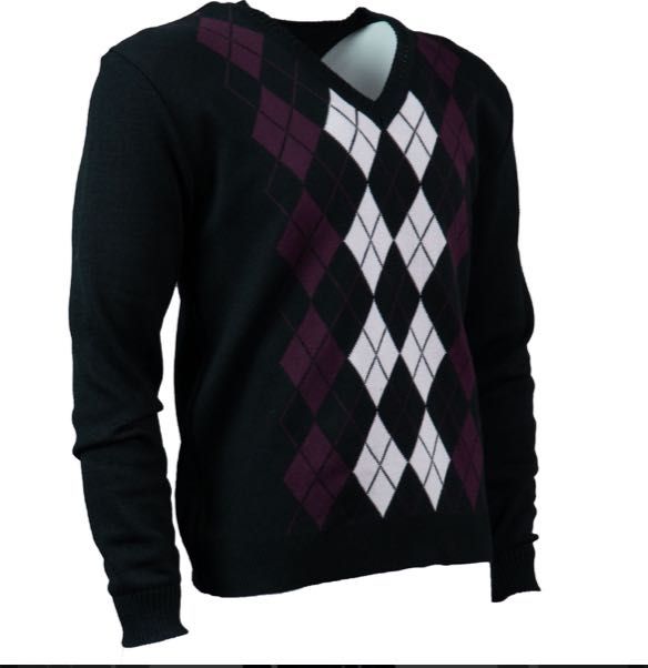 Пуловер с дълъг ръкав с ромбове - НТБГ