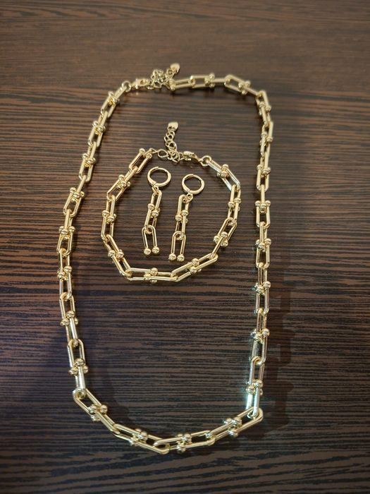 Set otel inoxidabil placat cu aur 14k modern