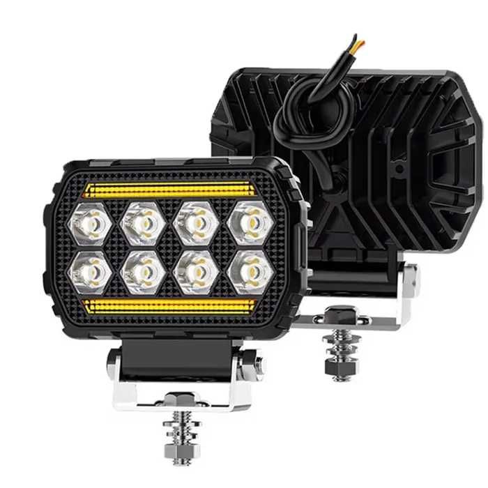 LED халоген с 8 диода и вграден жълт мигач – 6000 lm, 9–80V, IP67