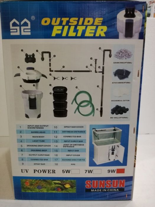 Външен филтър за аквариум с UV лампа
