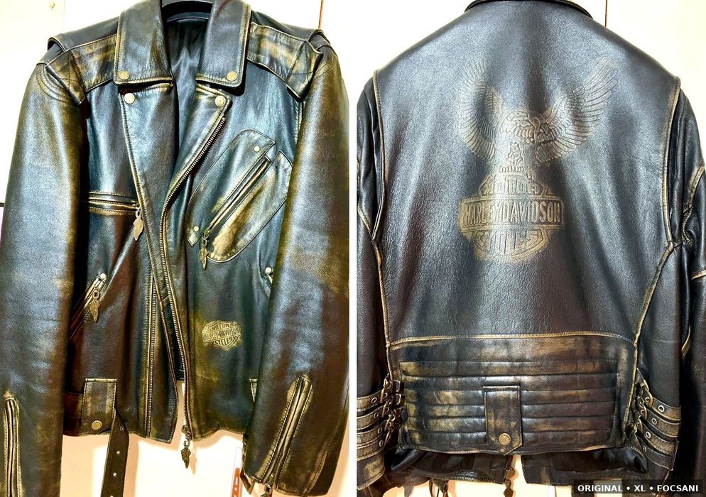 Geaca Piele Naturala Harley Davidson Screamin Eagle Distressed XL - Originala