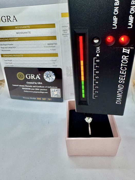 Сребърен пръстен с мойсанит (Диамант) 1 карат