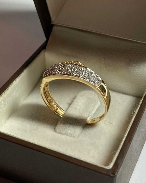 Inel superb aur alb/ galben 14k cu diamante naturale 0.25ct / 3.49gr