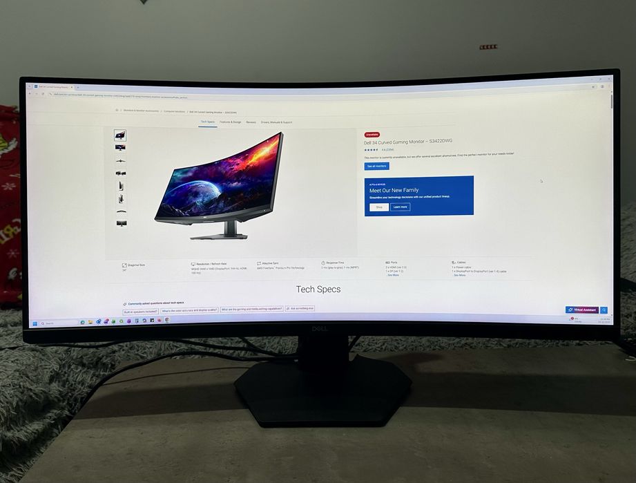 Monitor gaming DELL S3422DWG 34” curbat 3440x1440, 144Hz, 1 ms