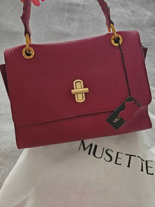 Geantă Musette bordo, piele naturală
