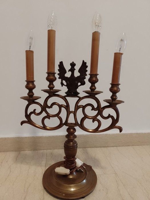 Sfeșnic de dimensiuni impresionante din bronz masiv cu vultur piesa fo