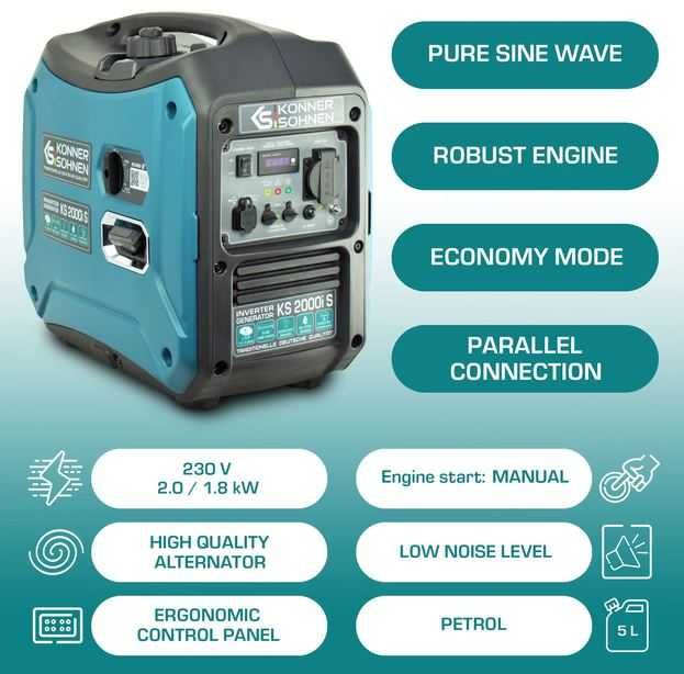 Generator benzina Könner & Söhnen KS 2000i S 2.0 kw Inverter sinus pur
