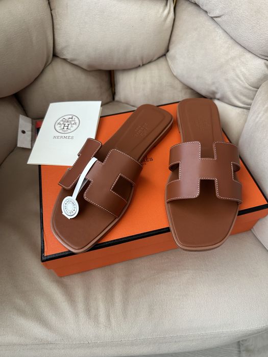 Papuci hermes oran piele naturala