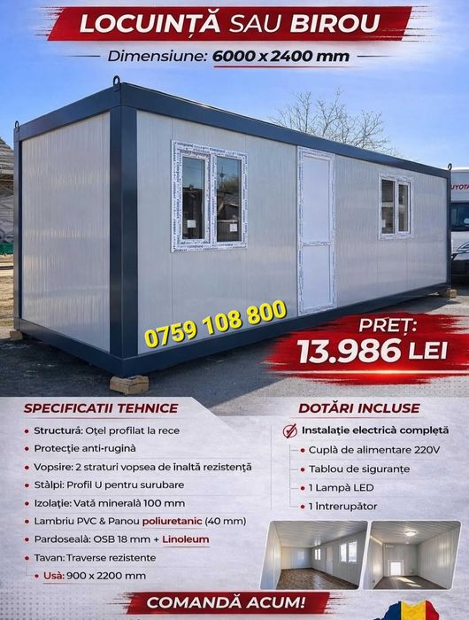 Vând Containere Birou 6x2,4 stoc