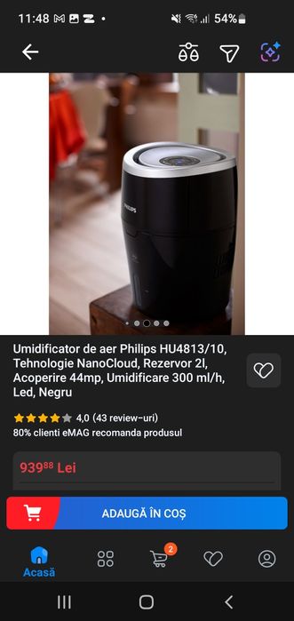 Umidificator Philips HU4813, Tehnologie NanoCloud