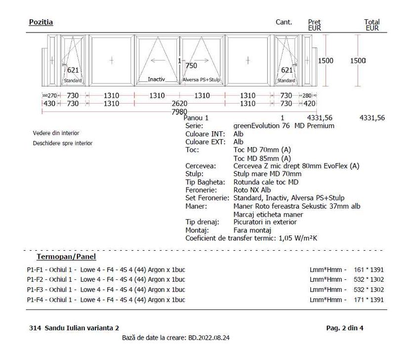 Termopane balcon utilizate Salamander greenEvolution 76 MD PREMIUM