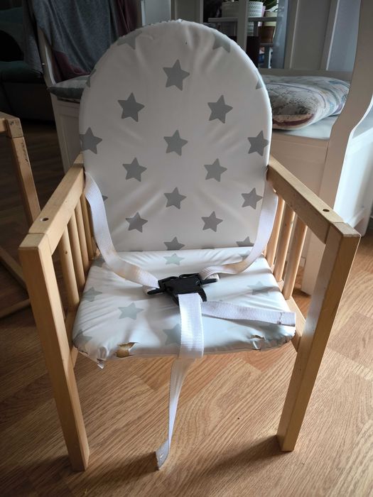 Дървен стол за хранене и масичка 2в1