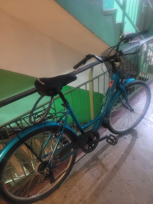 Bicicleta pentru adulti dotata cu un cosulet