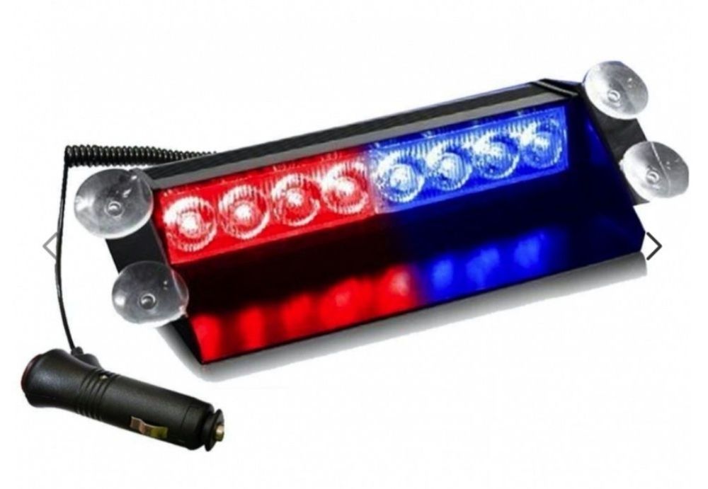 Stroboscop COB rosu albastru led auto parbriz