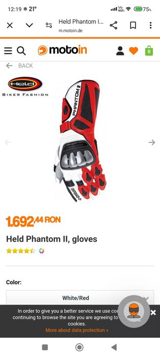 Mănuși moto Nr 7 ½ S+  Held Phantom 2