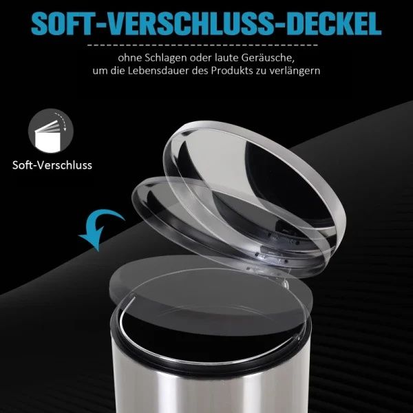 Кошче за боклук HOMCOM 30L с педал Ø29.2 x 62.5 см