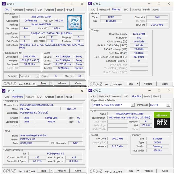 Laptop Gaming MSI 17.3 GE75 Intel i7 4.5GHz 16GB DDR4 1TB SSD RTX 2080