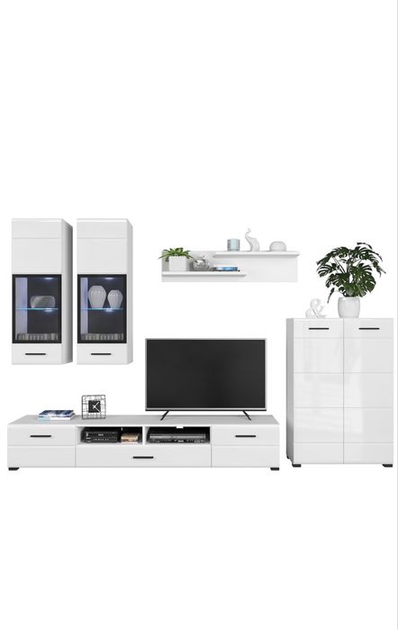 Mobila living, pal lucios, culoare alb