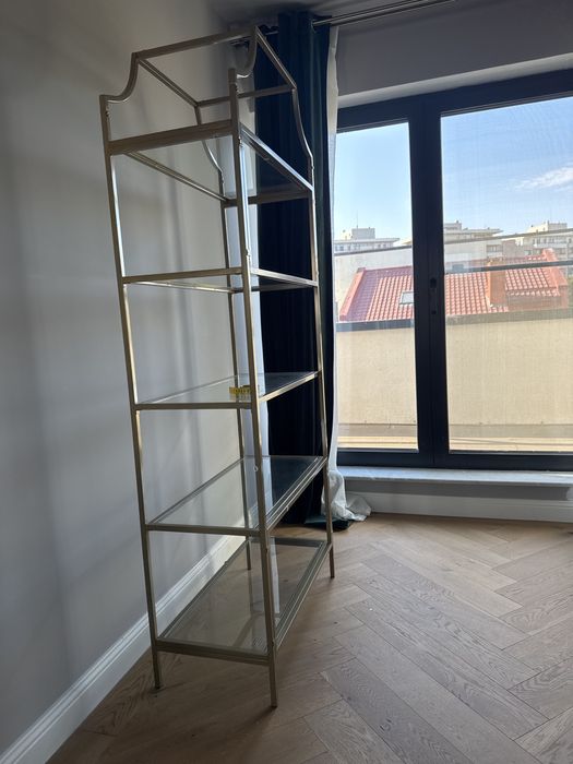 Etajeră decorativă aurie cu 5 polițe din sticlă – 180 cm