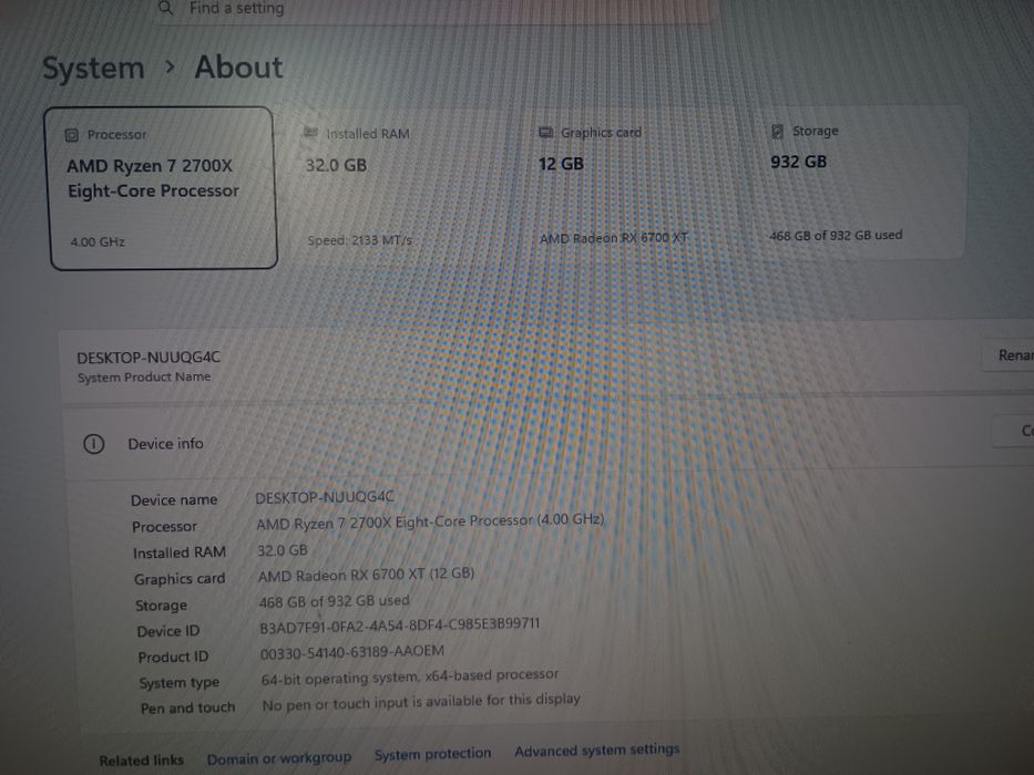 Pc gaming, ryzen 7, amd 6700xt, 32 gb ram
