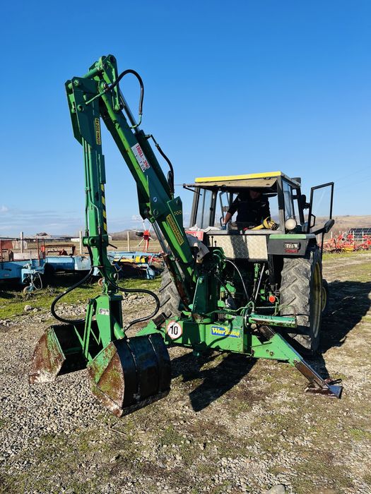 Brat excavator, escavator pentru tractor cu cupa, gheare gunoi, pompa