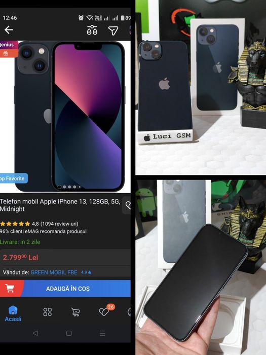 iPhone 13 5G (Midnight) 128GB cu Baterie 95% Deosebit Full Box Ofertă