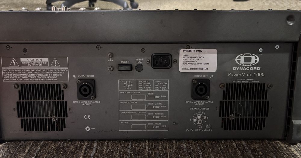 Dynacord powemate/PM 1000 2  curățat, cu capac si husă