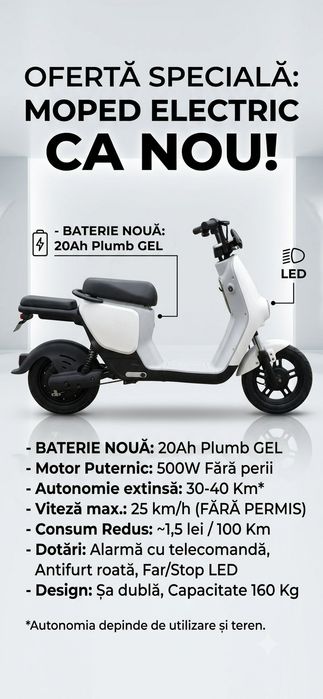 Moped Electric 48V (Ca Nou) / Schimb KuKirin