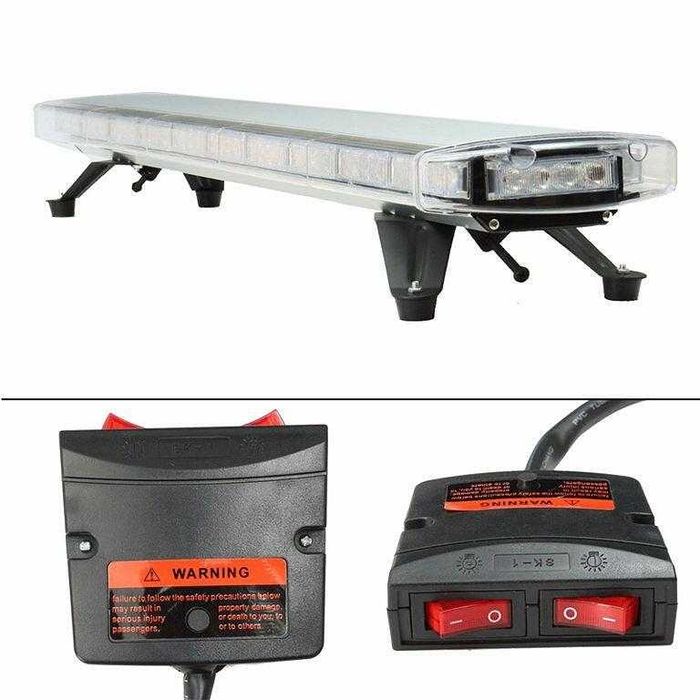 Аварийна сигнална лампа маяк буркан, 120 см, 12V 24V, 15 режима, жълта