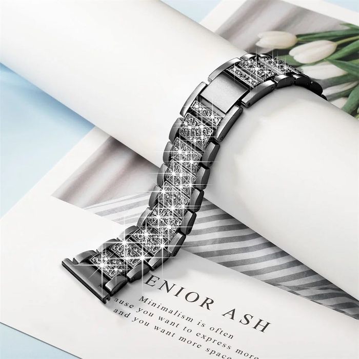 Каишка от неръждаема стомана с камъчета за Huawei | Samsung 18mm