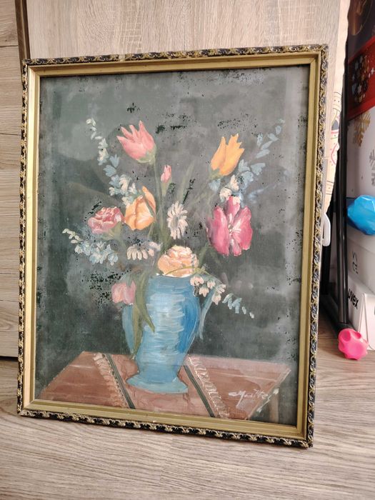 Tablou vechi in ulei cu rama din lemn