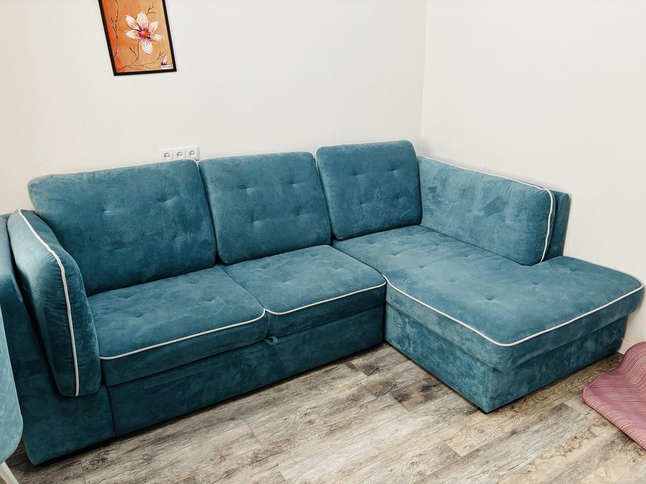 Угловой диван цвет бирюза