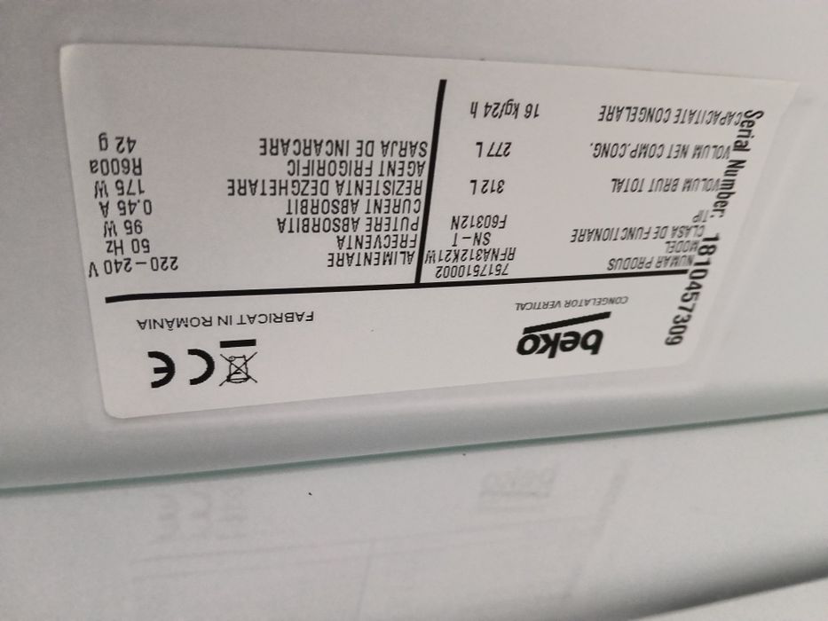 Congelator Beko 280 litri no froost