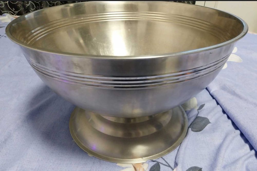 Bol mare din inox cu picior, diametru 40 cm