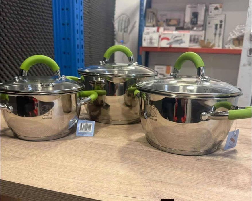 Продавам последени комплекти от 3 броя тенджери с ДЕБЕЛО - 5 слойно дъ