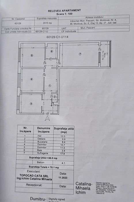 Vând apartament 3 camere