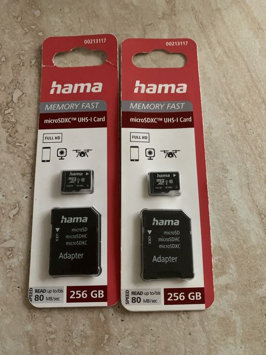 MicroSDXC Sandisk Ultra si Hama Memory Fast 256 Gb