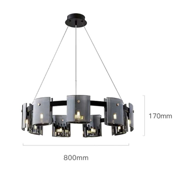 LED луксозно опушено сиво кехлибарено стъкло висящо таванно осветление
