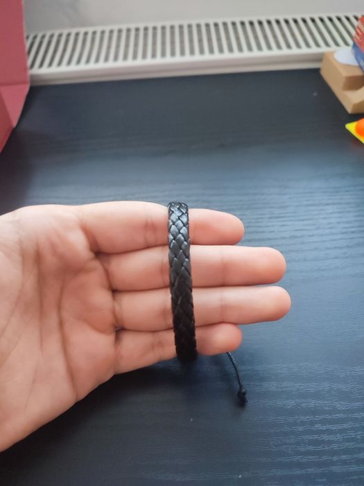 Ceas negru casual + brățară din piele