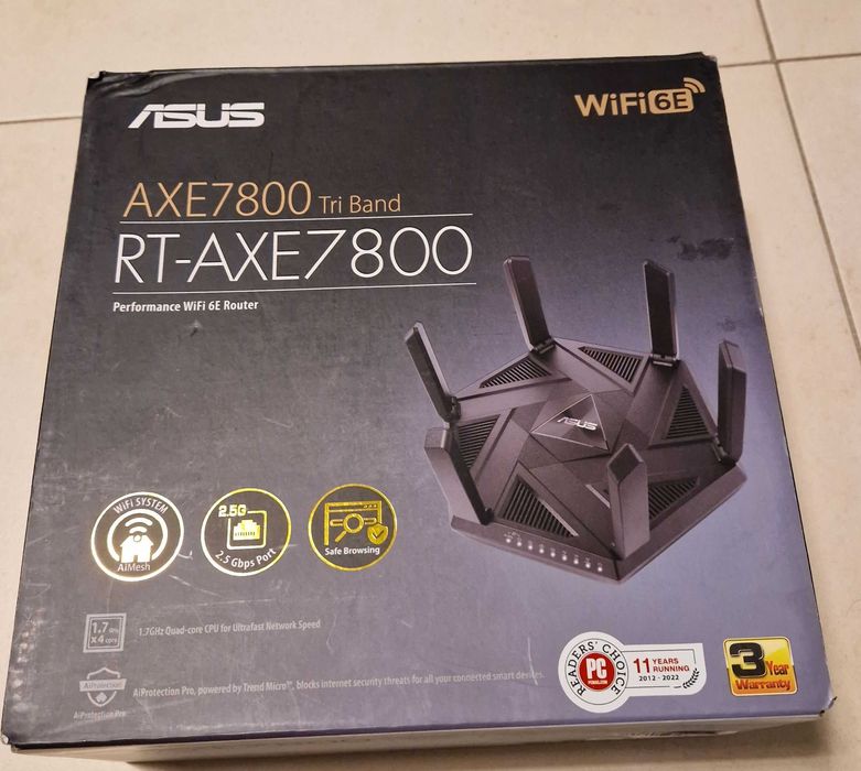 Гейминг рутер ASUS RT-AXE7800, Tri-Band, Wi-Fi 6E