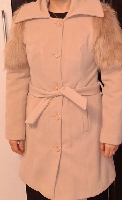 Palton damă roz pudră