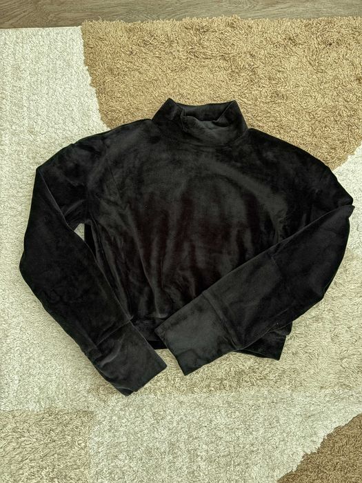 Compleu Foggi Bluza pe Gat si Pantaloni Evazati Catifea Negru Marimea XS (EUR36)