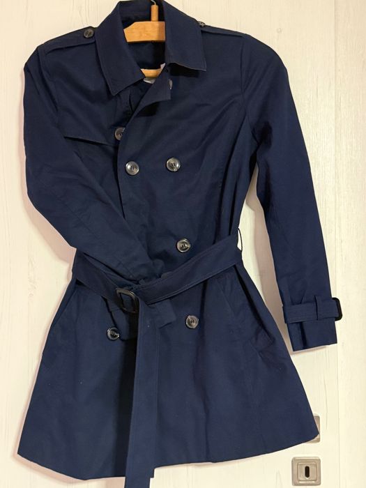 Елегантно дамско палто, размер Xs-S , кафяво с черно и тренчкот S