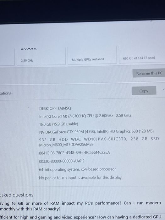 Laptop de gaming ASUS GL552VX